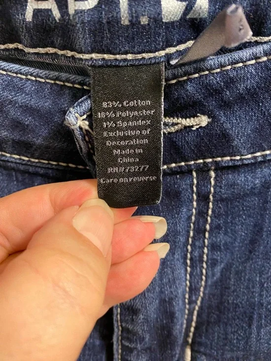 Apt 9 Jeans 14 Capri Length Dark Blue Stretch Bling Pocket Denim Capris - Picture 4 of 7